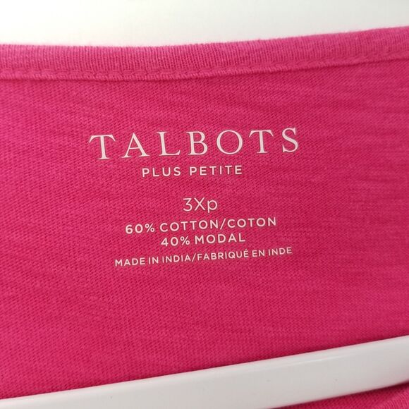 Talbots Lace Scoop Neck Short Slv Top Pink Womens Plus 3Xp Cotton Modal T shirt - Picture 8 of 9